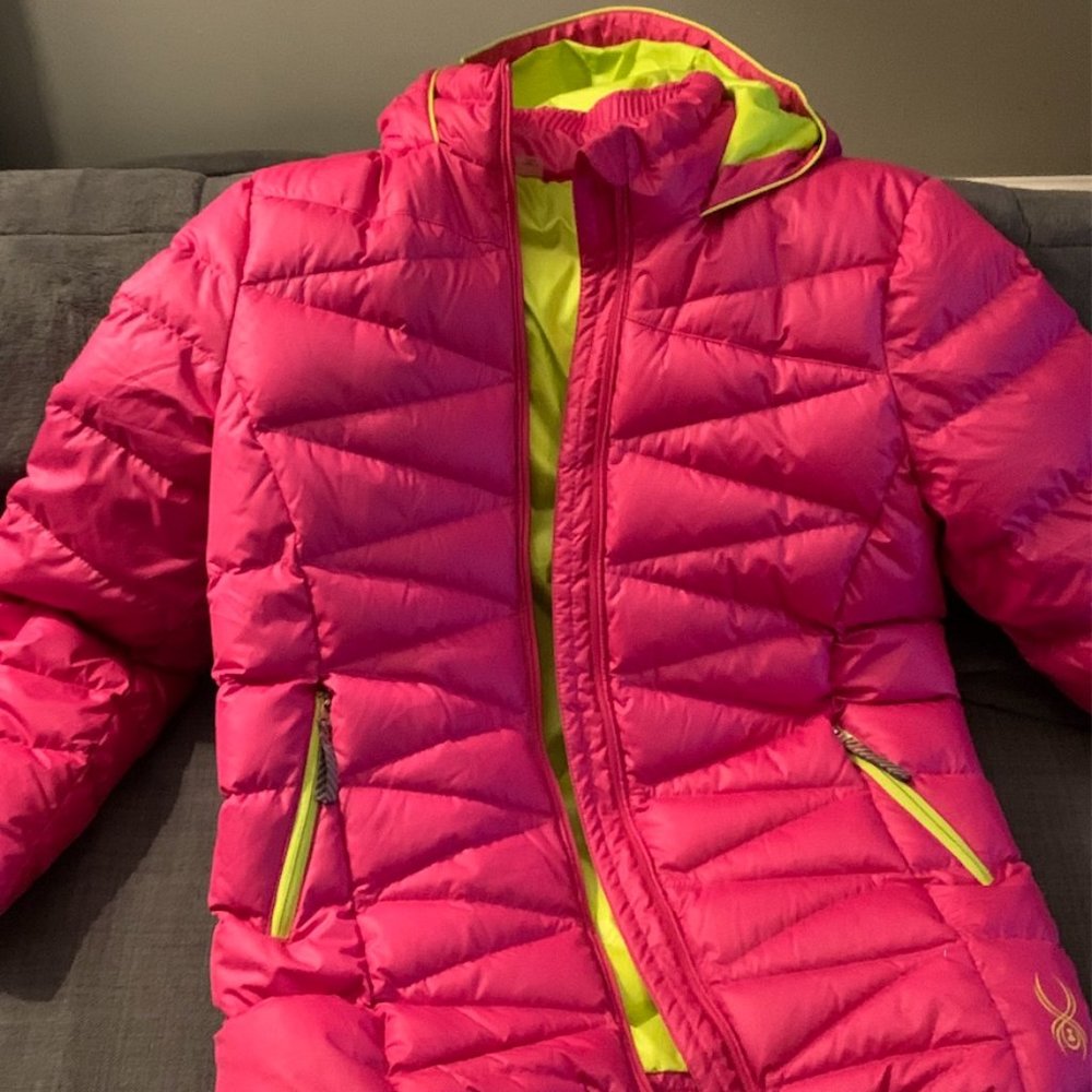 Women's Small/Kid's XXL Spyder Pink&Green Ski Coat